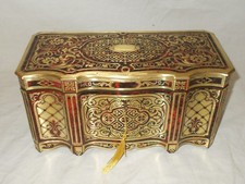 LARGE ANTIQUE VICTORIAN c1850 ROSEWOOD BRASS FRENCH BOULLE WORK TEA CADDY BOX