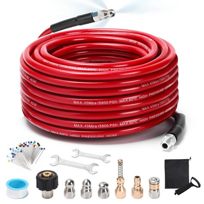 #ad Sewer Jetter Kit for Pressure Washer 100FT 5800 PSI Drain Cleaner Hose with ... $59.53