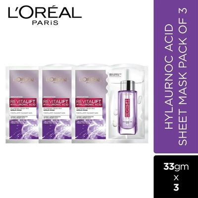 L'Oreal Paris Revitalift Serum Blatt Gesichtsmaske, Fresh Mix (3er Pack) 99g