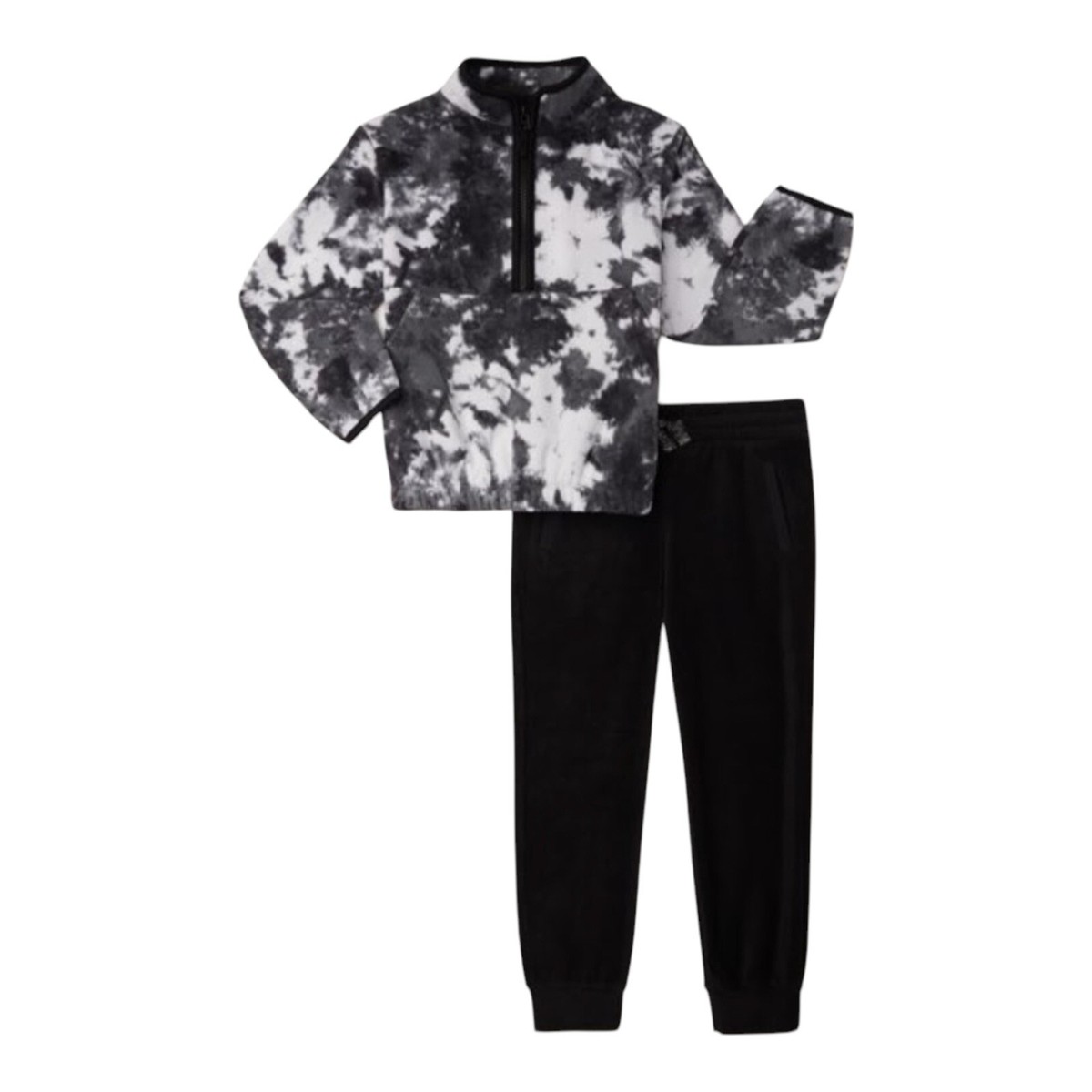 Athletic Works Girls Sweatshirt And Joggers Set Black 10/12 Plus Tie Dye  Pockets