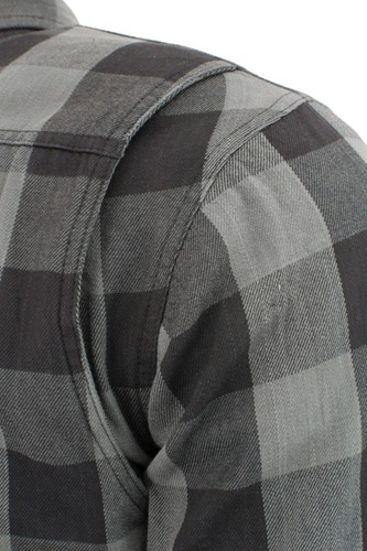 CAMICIA BIKER UOMO IN PELLE MILWAUKEE A QUADRI IN FLANELLA CON ARMATURA OMOLOGATA CE - Foto 86 di 126
