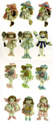 Bulk Package of 12 Assorted Girl Ceramic 3'' Magnets