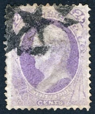 US Sc 153 Purple 24¢ 1870 NBCo Printing Black Moon and Star Cancel
