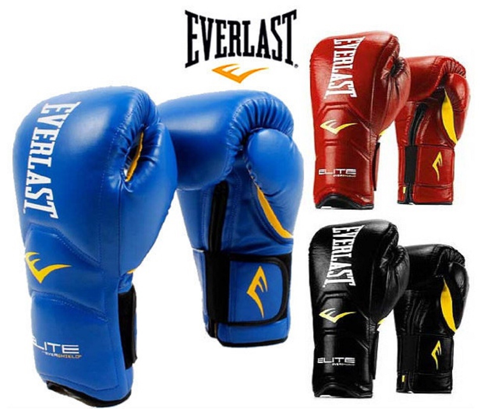 Everlast Elite Hook & Loop Training Boxing Gloves Sparring Bag Mitt Work  10/14oz