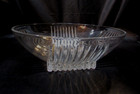 Old Art Deco Park Avenue Federal Glass Clear 3x8 Square Foot Round Serving Bowl — photo 2