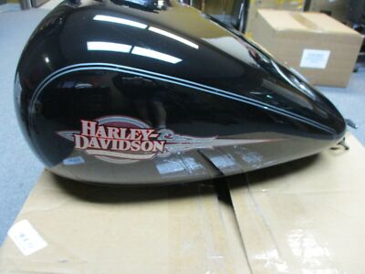 Harley Davidson OEM FLHTC Fuel Tank Vivid Black Silver Stripes