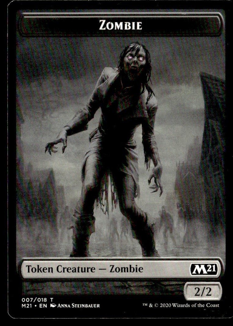 2020 MTG Core Set 2021 Zombie Token Common #7 Playable Collectible
