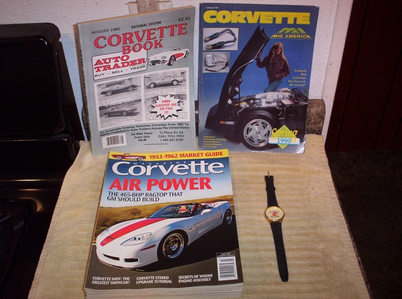VINTAGE CORVETTE MAGAZINES and CORVETTES of DAKOTA TERRITORY WRISTWATCH