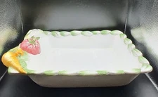 Vintage Hand Painted Ceramic Italian Pottery Baking Casserole Dish Tomato Leek