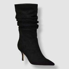 Nine West Women's Black Mycki Pointy-Toe Ruched Dress Boots Shoes Size 9M