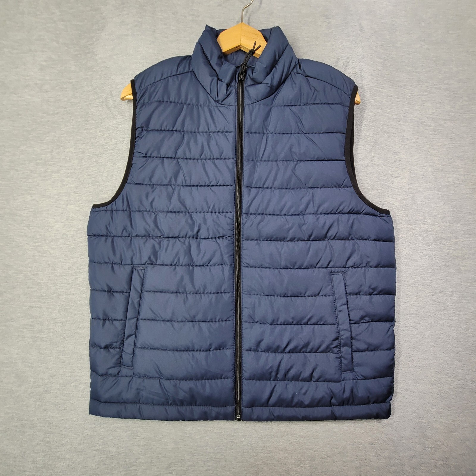 Aeropostale Puffer Vest Mens Medium Navy Full Zip Remixed Down Mock Neck NWT