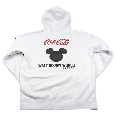 Walt Disney World Coca-Cola Hoodie Adult M White Mickey Mouse Pullover  Sweatshir
