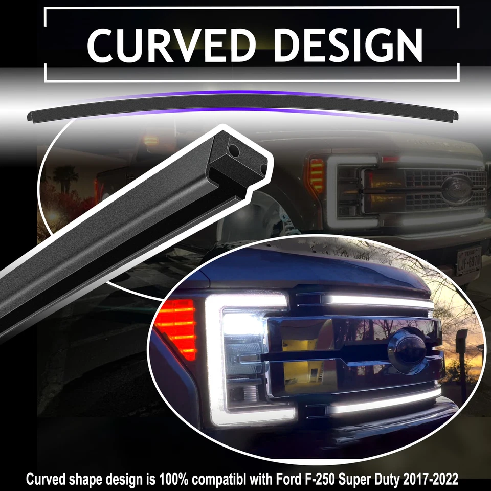 2X Ford F-250 F-350 Super Duty 2017-2022 LED DRL Grill Accent Bar Lights Kit AL - Image 2 of 4