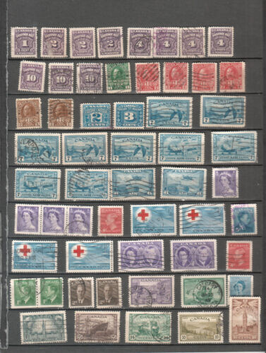 Canada lot of 56 used stamps includes postage due war tax air mail - Afbeelding 1 van 1