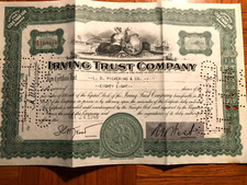 Vintage Stock Certificate Irving Trust Company 1946 88 akcji Common Stock