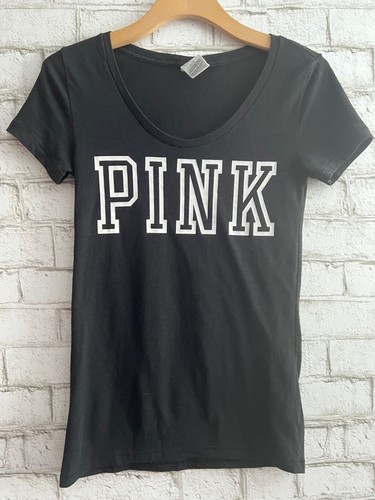 Victoria's Secret PINK, short-sleeved black tshirt Pre Loved size Small - 第 1/5 張圖片