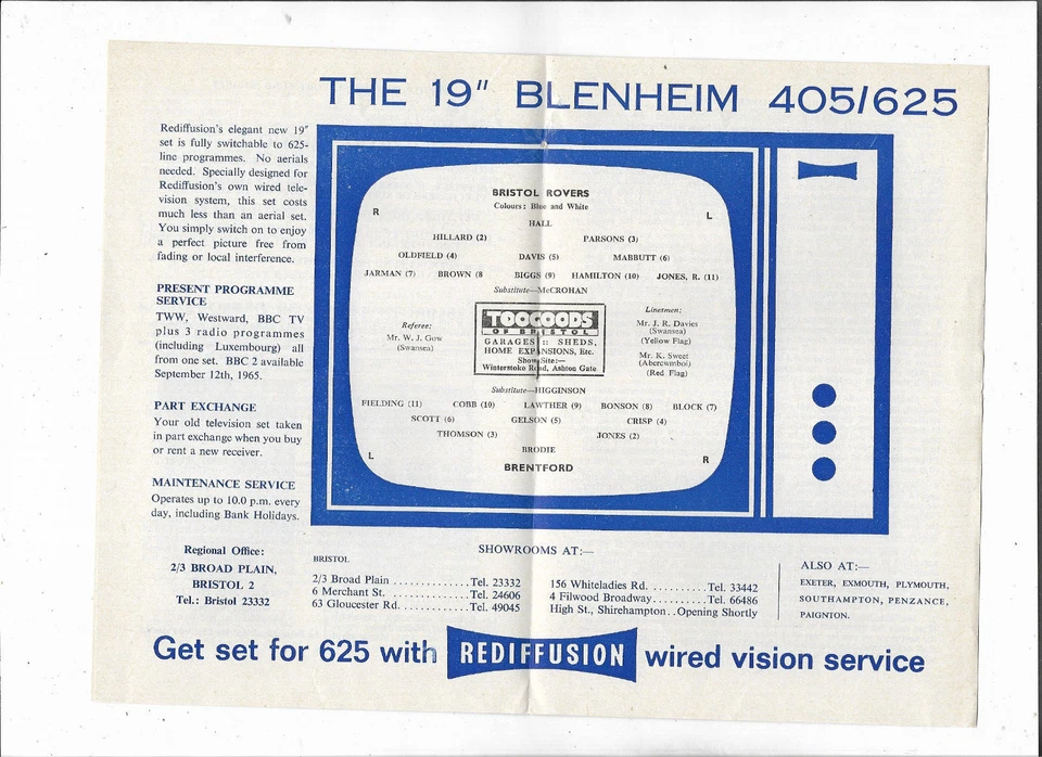 1965/66 Division 3 - BRISTOL ROVERS v. BRENTFORD - Image 2 of 2