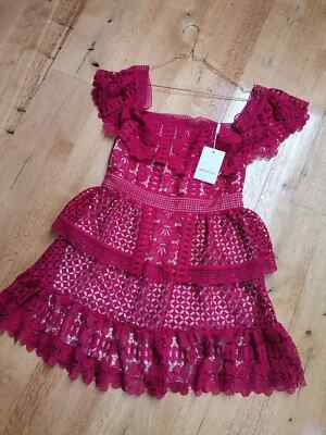 SELF PORTRAIT Damen Kleid DRESS NEU mit ETIKETT BNWT Rot EDEL Abendkleid UK14 40