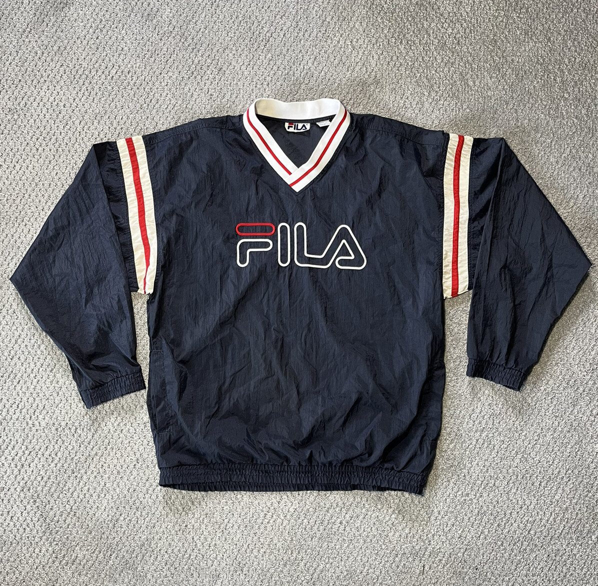 Giacca a vento pullover FILA vintage anni 90 grande 24W 29 5L rosso navy bianco raro
