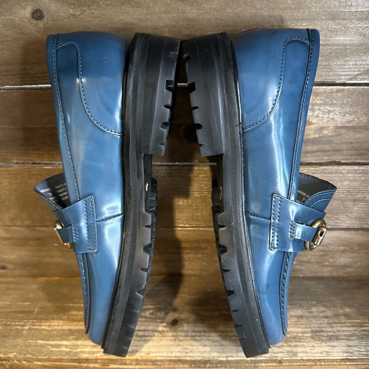 New Womens Steve Madden Mistor Teal Faux Leather Horsebit Penny