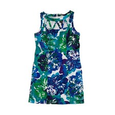 Adrianna Papell A-line Knee Length Floral Blue Size 8 2644