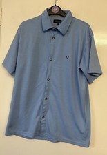 Charles Norton Men’s Blue Short Sleeve Soft Touch Casual Polyester Shirt Size L