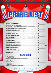 barber shop price list