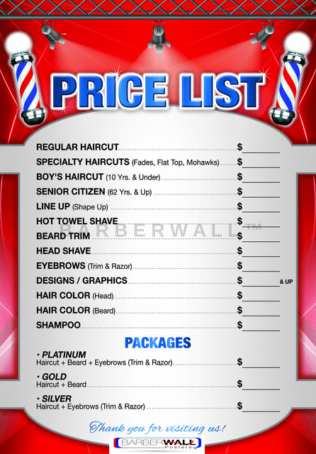 barber shop list by