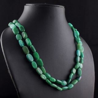 Amazing 2 Strand 404.00 Cts Green Emerald Beaded Necklace Jewelery VK 05 E594