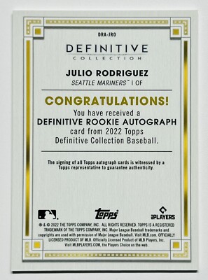 2022 TOPPS DEFINITIVE ROOKIE AUTO PURPLE JULIO RODRIGUEZ 2/10 ~ON
