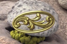 AMERICAN ALLIANCE OF MUSEUMS Signed AAM GOLD PLATED SWIRL FRONDS VINTAGE BROOCH