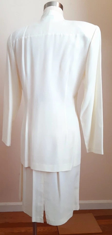 Traje eléctrico formal de boda años 80 PERCEPTION aspecto de lino rayón LK NU 1 dueño talla Foto 3 de 4