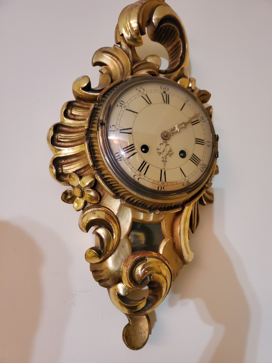 Westerstrand Toreboda Swedish Rococo Gilt Floral Visible Pendulum