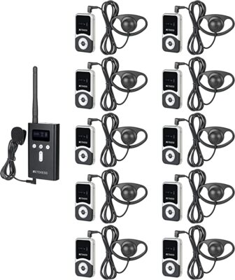 T130S-T131S Wireless Tour Guide Audio System 10 Receivers For Church, Conference