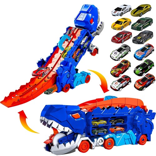 ABVSAB Toddler Truck Toys for 3-8 Years Old Boys,Dinosaur Cars Transport Truc...