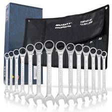 14tlg Maulring-Ratschen-schl&uuml;ssel-Set-Satz 8-22mm Gabelschl&uuml;ssel Ratschen-Set