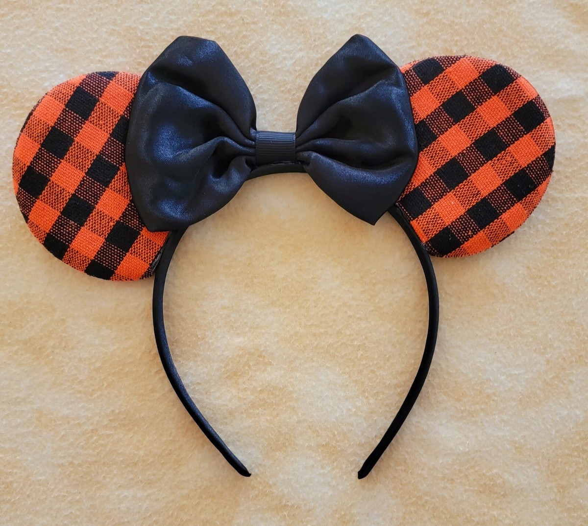 disney inspired Halloween themed Plaid Ears Black Bow mickey 