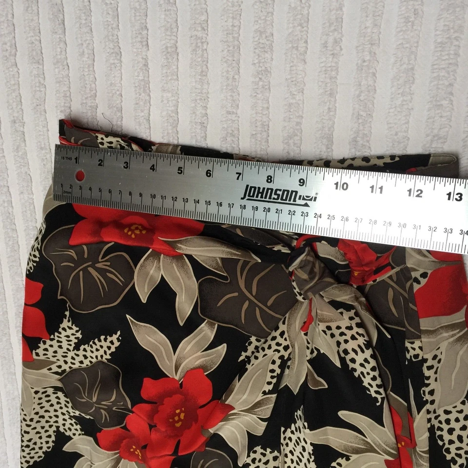 Falda lápiz vintage Dana Buchman para mujer talla 10 estampado floral envoltura de seda multicolor Foto 4 de 4