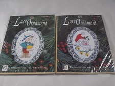 Lot of 2 Designs for the Needle Lace Ornament Cross Stitch Kits Drummer Santa