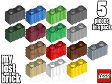LEGO - Part 2877 - Bricks 1x2 with Grill (Pack of 5) + NEW + SELECT COLOUR