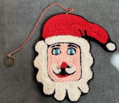 Vtg Huichol Mexican Yarn Folk Art Santa Child  4 in Christmas Ornament Handmade