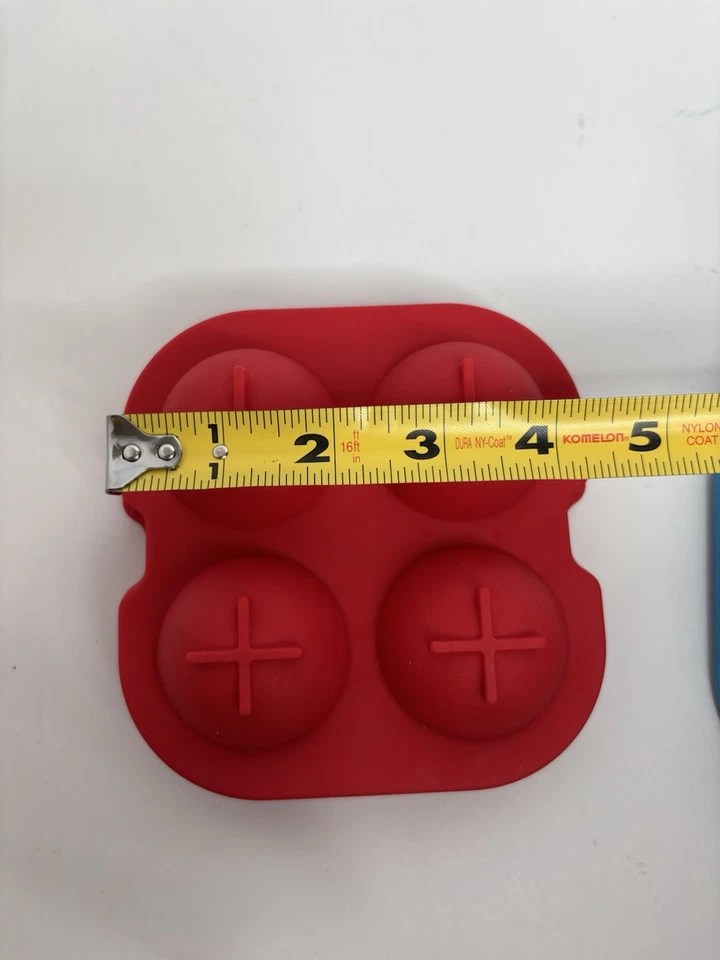 Silicone Round Ice Sphere Cube Tray Mold Lot of 2 1 blue 1 red each makes 4 - Image 4 of 4