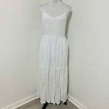 Forever 21 Women’s Large NWT White Tiered Maxi Sleeveless Sundress Inner Slip