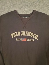 Vintage Polo Ralph Lauren Jean Co Sweatshirt Pull Over Men Large Y2K Embroidered