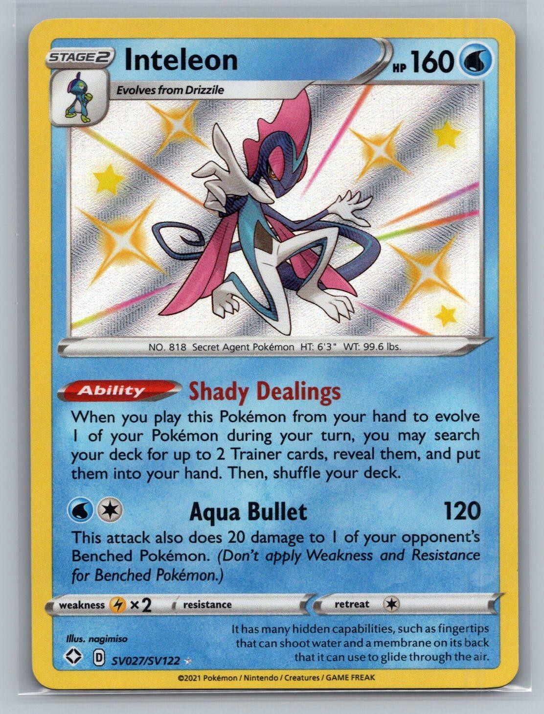 Inteleon SV027/SV122 Shiny Rare Shining Fates Shiny Vault Pokemon Holo Near Mint