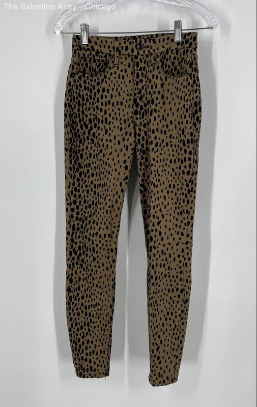 Good American Womens Tan Black Leopard Print Good Waist Skinny Jeans Size 2/26