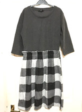 Next Dress Womens UK 12 Grey Black White Checkered Boho Ruffled Waist