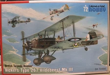 Vickers  Type 257 "Vildebeest" Mk.III WW II RAF Special Hobby 1/72 Plastic *
