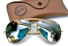 Vintage B L Ray Ban USA Aviator 62-14 Mirror Lenses 70s Gold Frame Sunglasses.