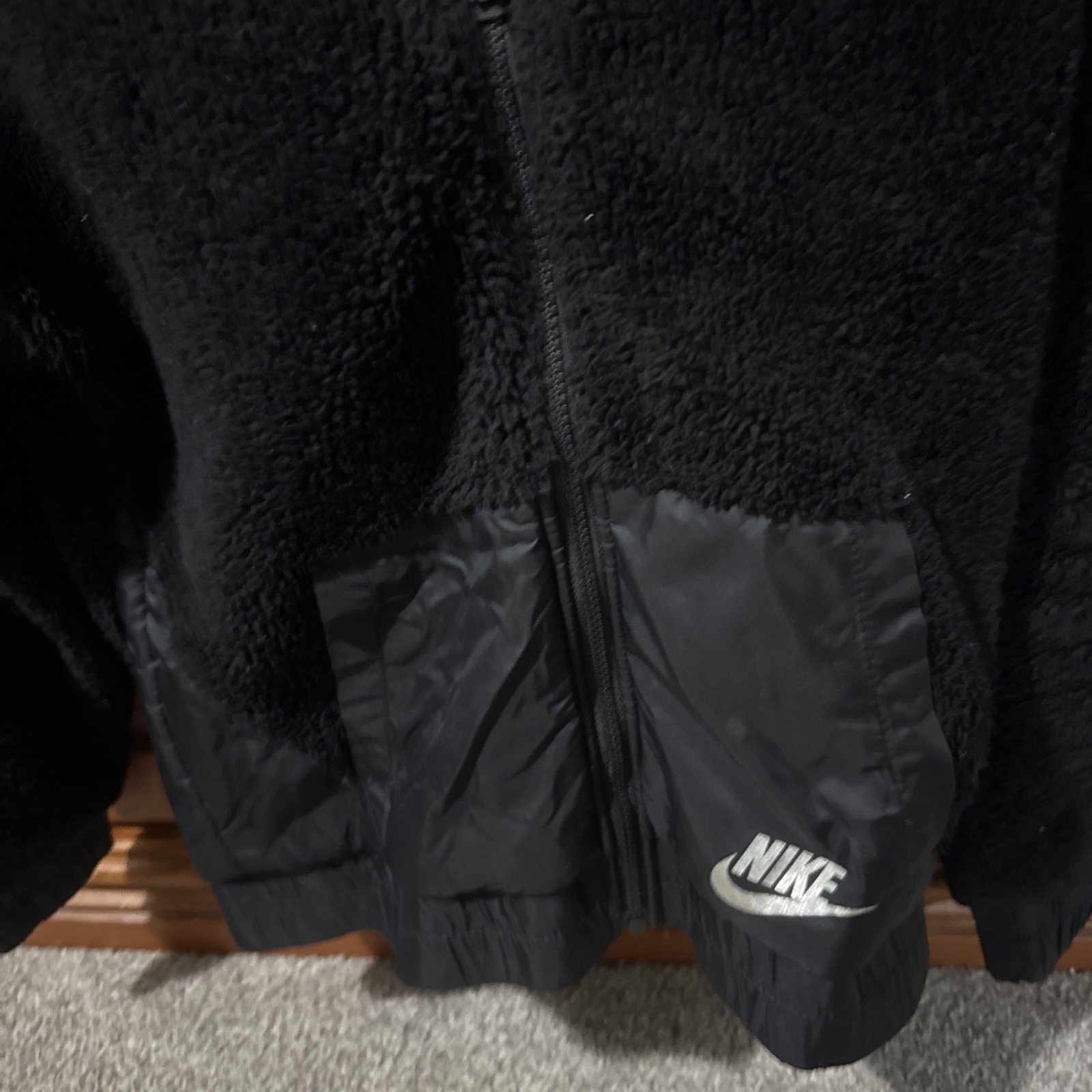 SACAI X NIKE Giacca cappotto sherpa pile sherpa bambina Nike taglia large nero
